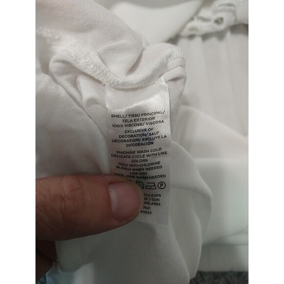 Loft Embroidered Long Sleeve Blouse Large White Cottage Core Feminine Peasant - Picture 11 of 11